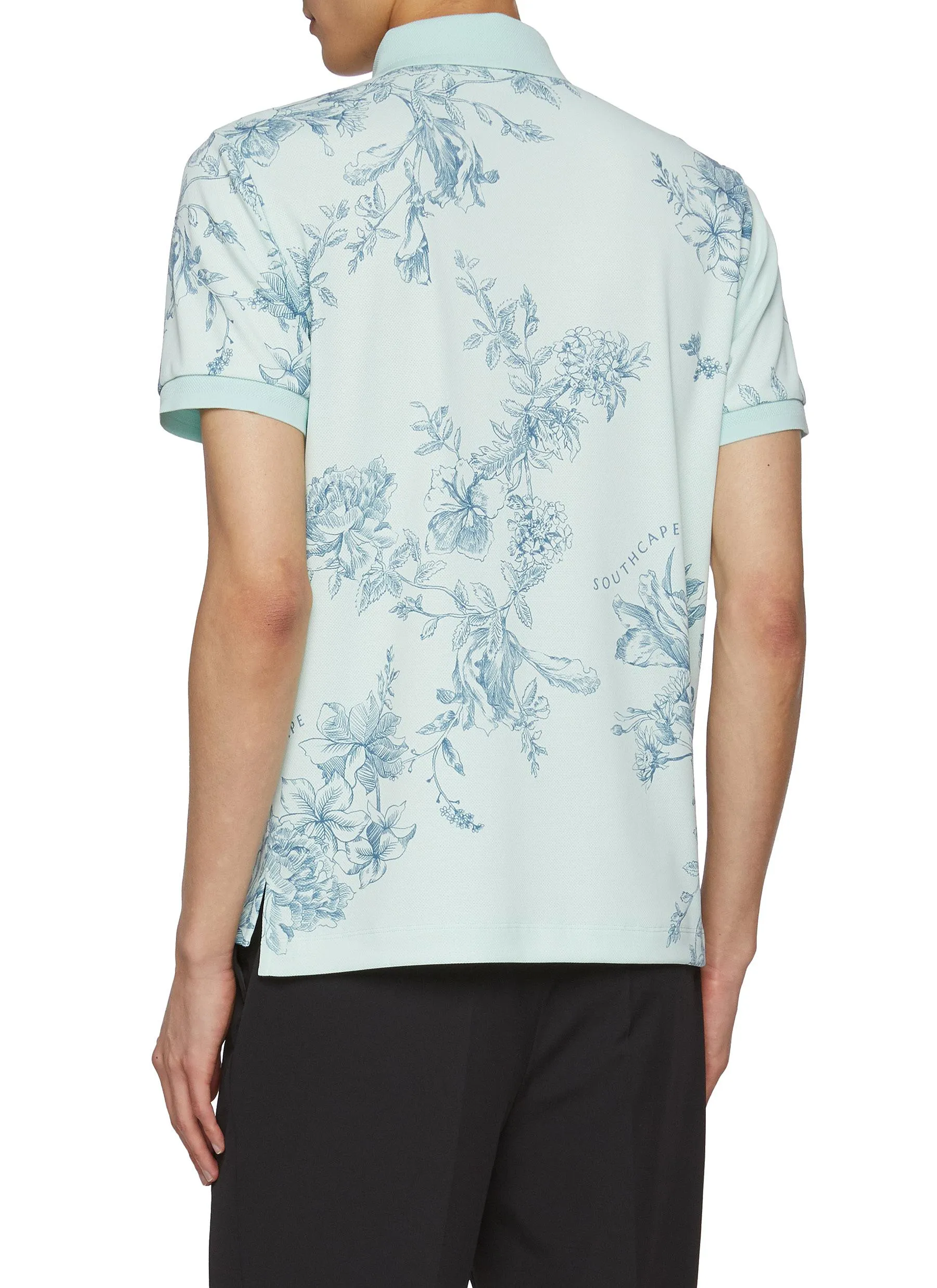 -----------SOUTHCAPE  ---- ------------ ----Floral Print Logo Polo Shirt --