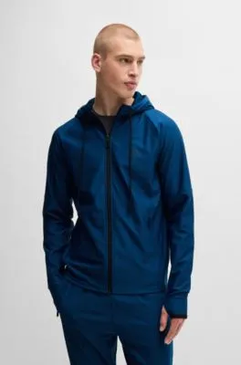 Active-stretch zip-up hoodie with logo detail