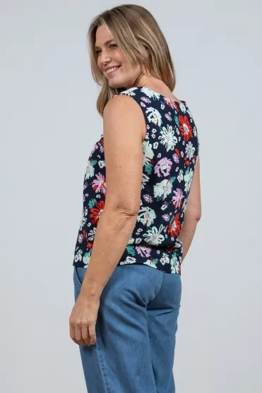 Allium Floral Print Vest - Navy - LM24041N