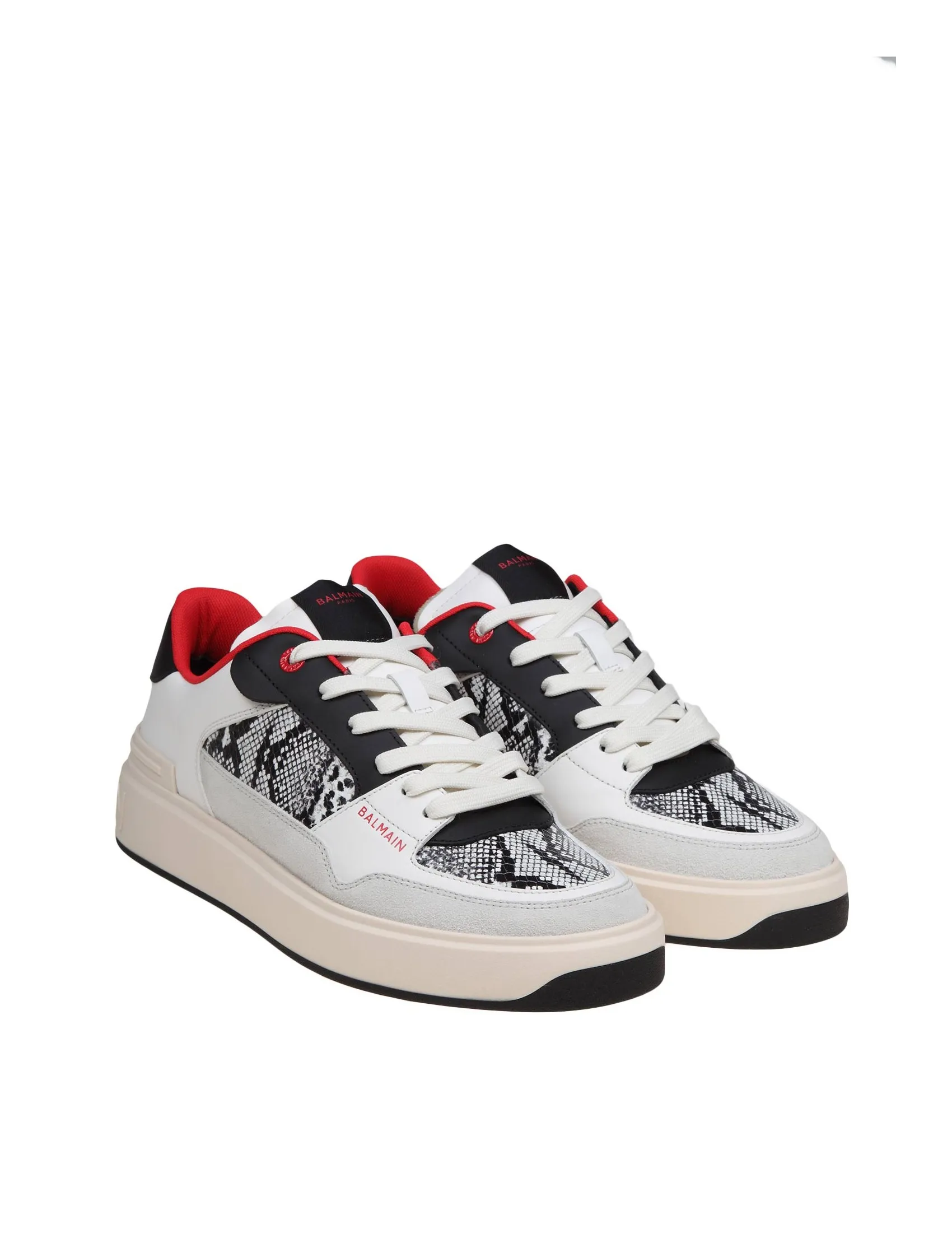 BALMAIN B-COURT FLIP SNEAKERS IN PYTHON EFFECT LEATHER