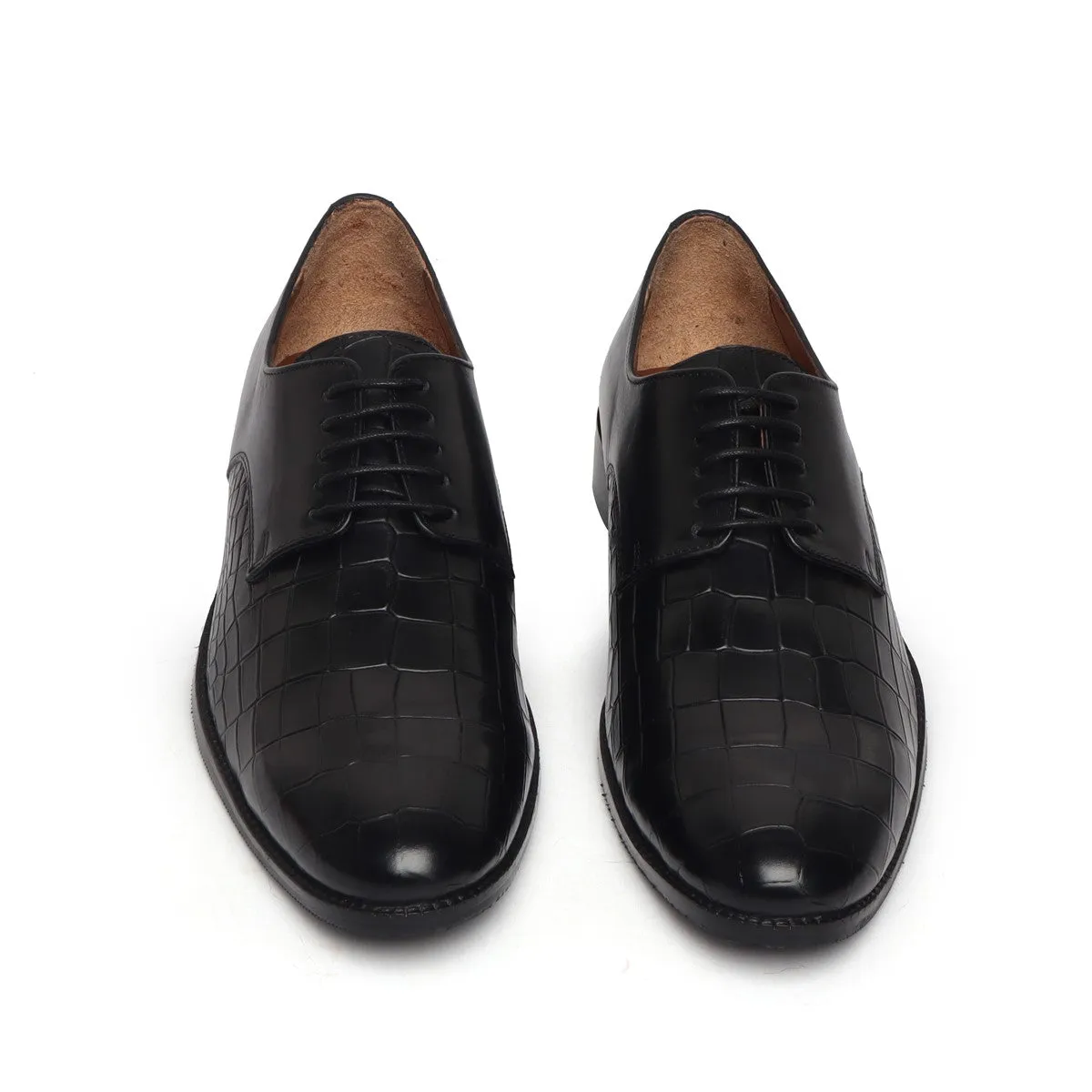 Black Deep Cut Leather Lace-Up Shoes by Brune & Bareskin