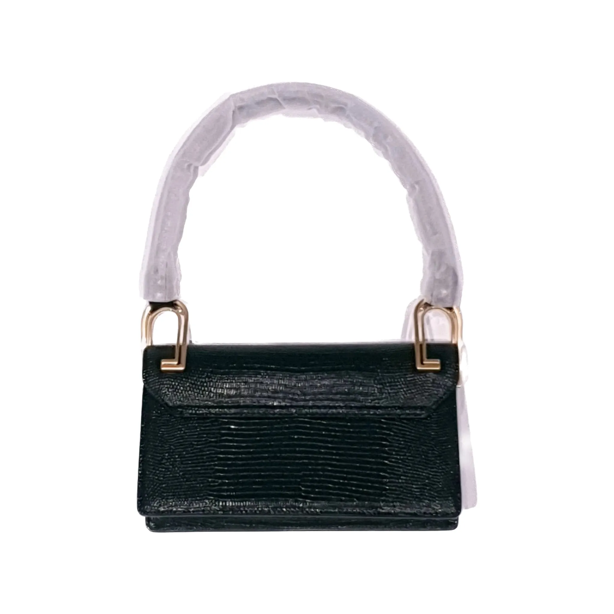 Black Lizard Skin Pattern Shoulder Bag-