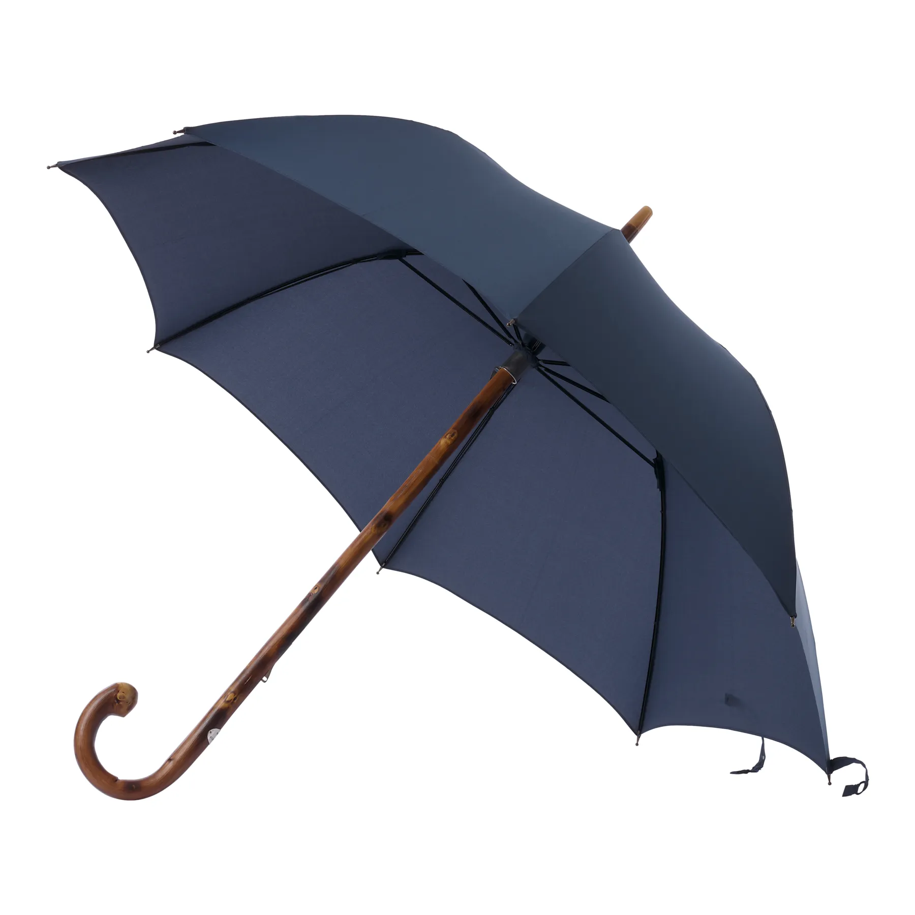  Bontoni Chestnut Wood-Handle Umbrella in Blue