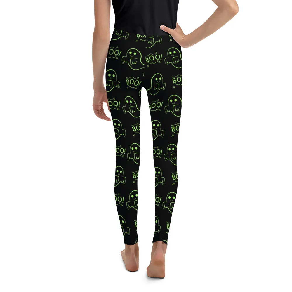 Boo Halloween Ghost Youth Leggings