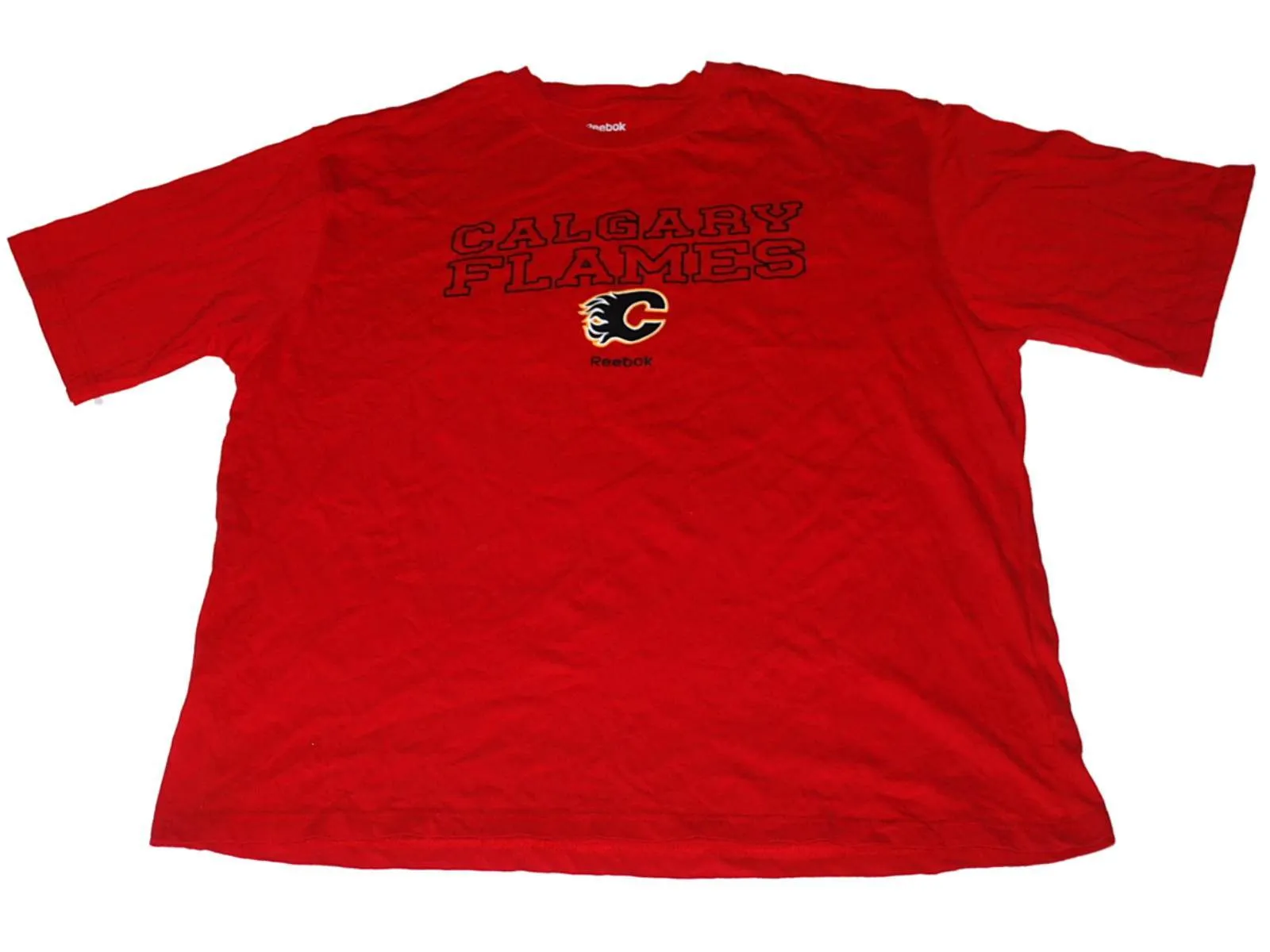 Calgary Flames Logo Men's Reebok Red Short Sleeve T-Shirt (XL)