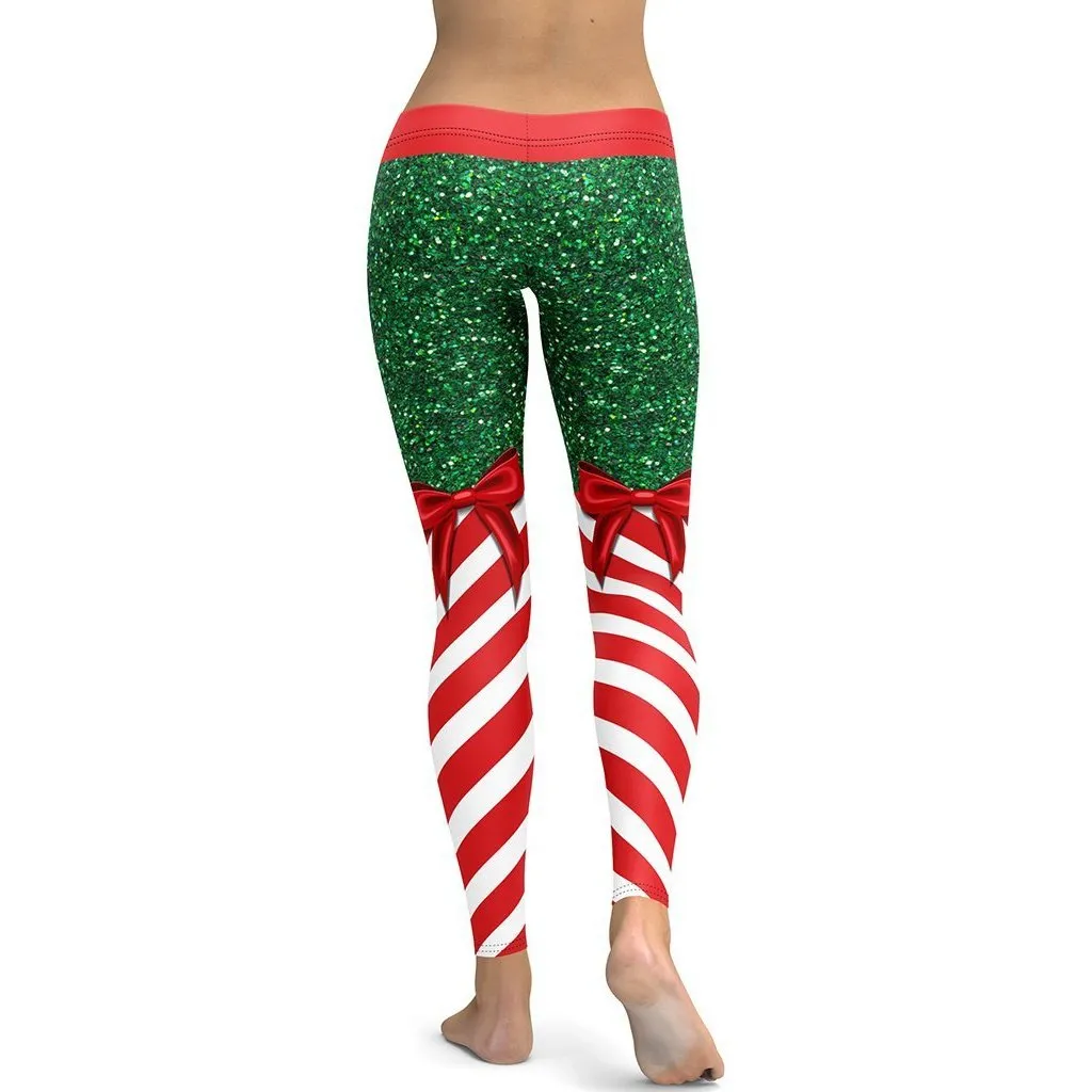 Candy Stripe Christmas Leggings