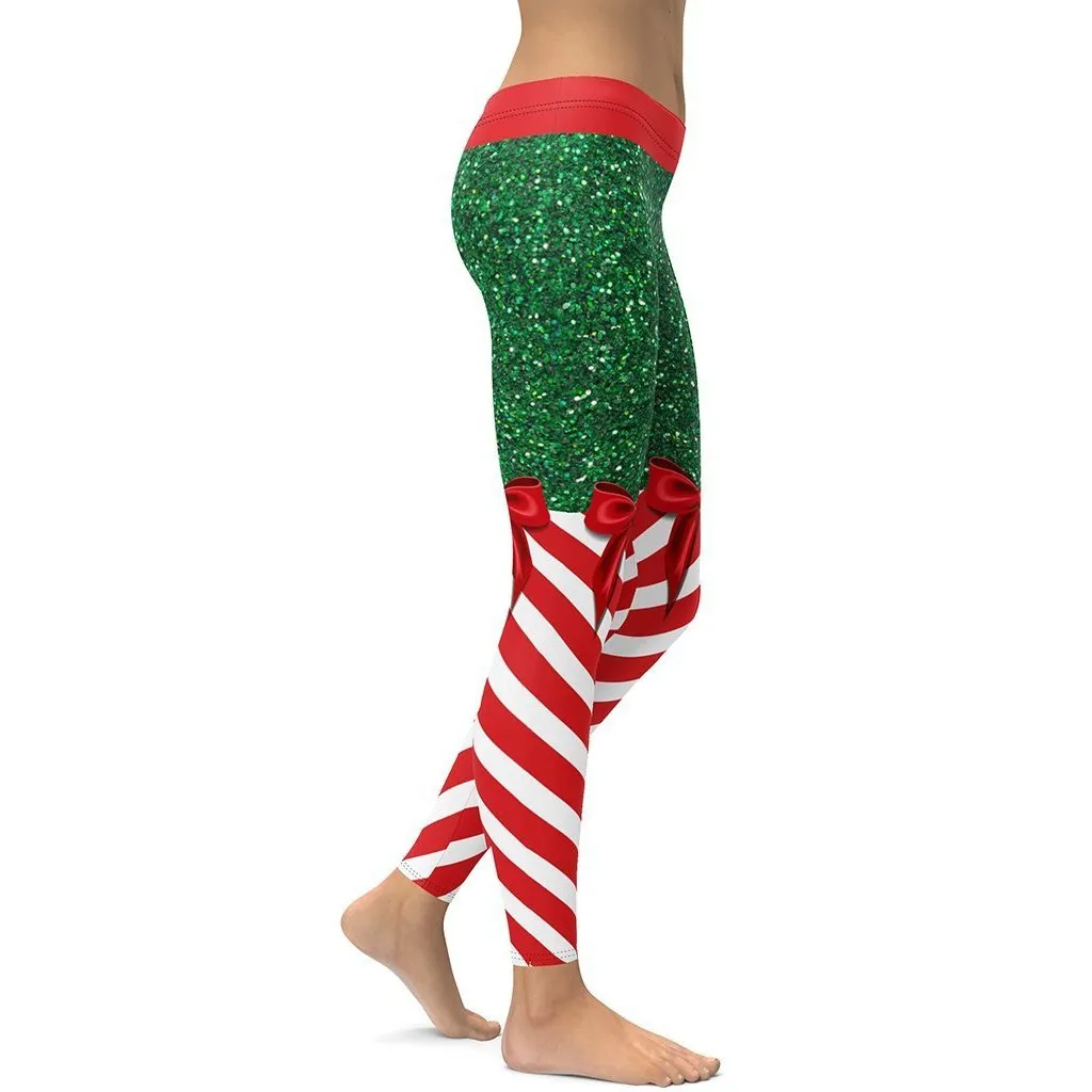 Candy Stripe Christmas Leggings