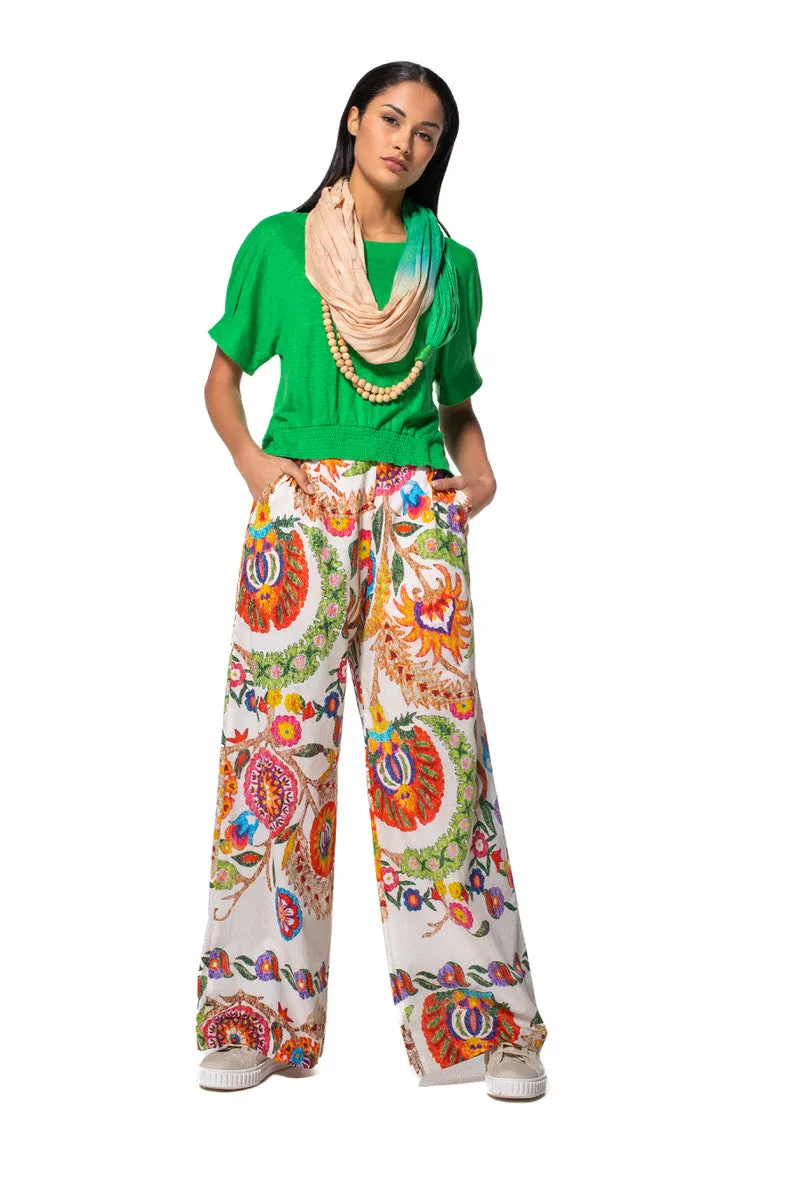 Caroline Biss LOOSE FIT GRAPHIC PRINT WIDE TROUSERS