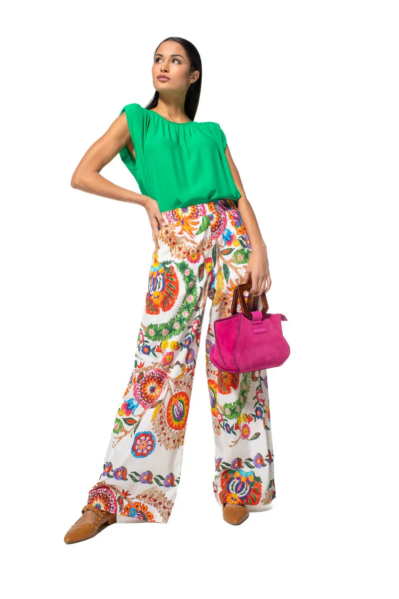 Caroline Biss LOOSE FIT GRAPHIC PRINT WIDE TROUSERS