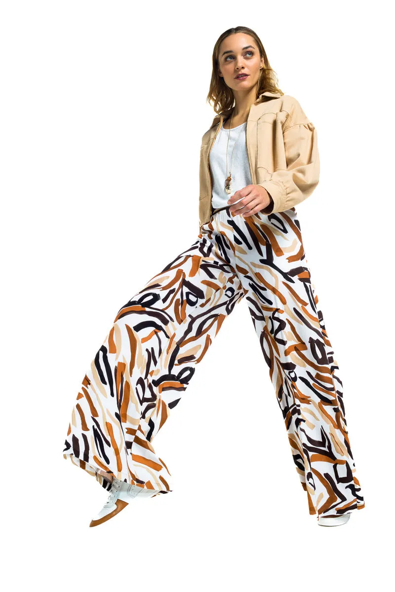 Caroline Biss LOOSE-FITTING WIDE PRINTED VISCOSE TROUSERS