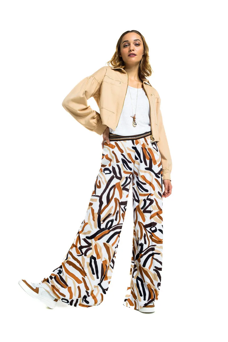 Caroline Biss LOOSE-FITTING WIDE PRINTED VISCOSE TROUSERS