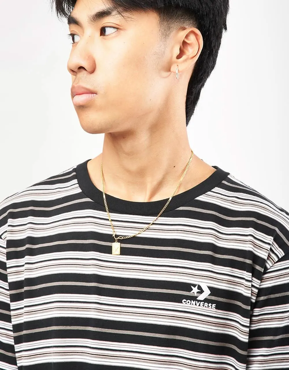 Converse Loose Fit Striped T-Shirt - Converse Black Stripe