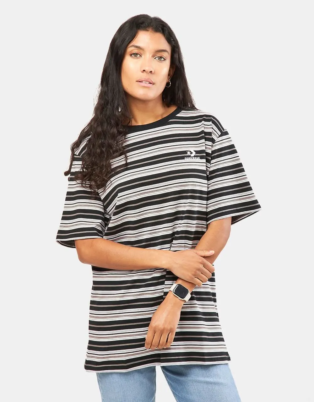 Converse Loose Fit Striped T-Shirt - Converse Black Stripe