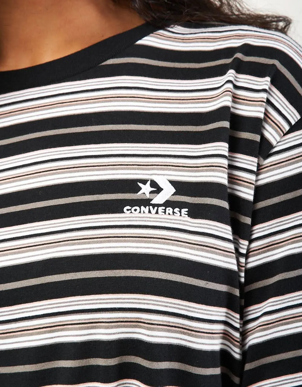 Converse Loose Fit Striped T-Shirt - Converse Black Stripe