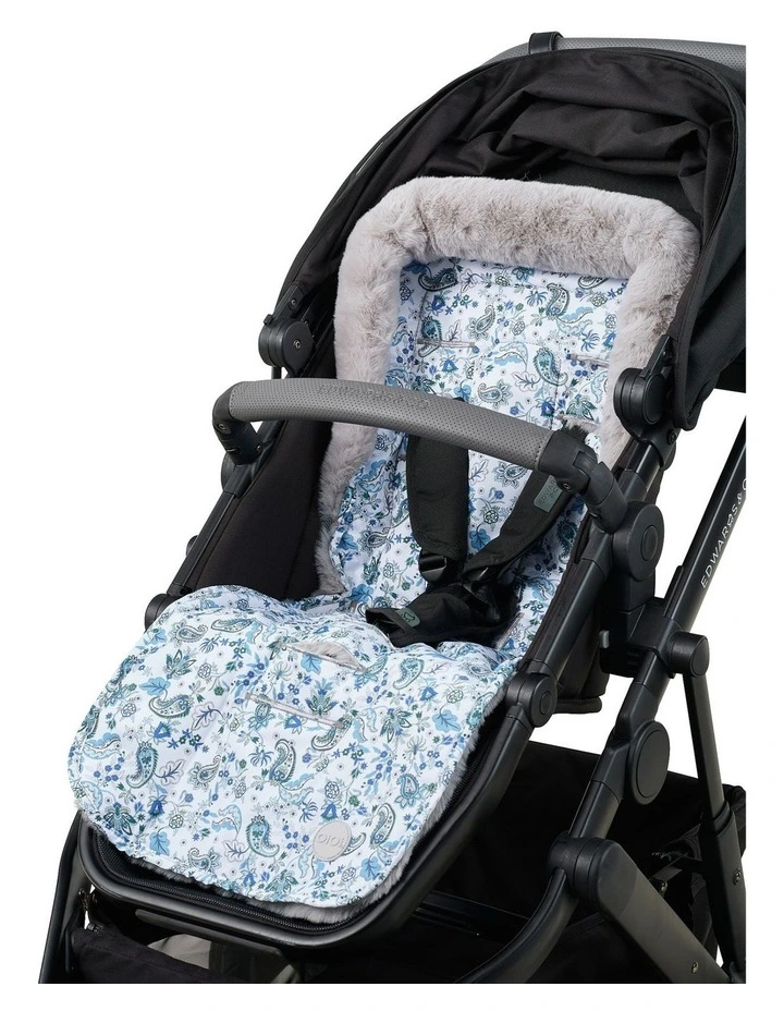 Cozy Fleece Pram Liner in Blue Paisley