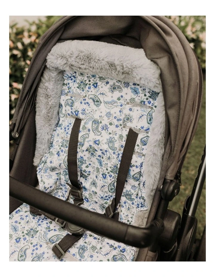 Cozy Fleece Pram Liner in Blue Paisley