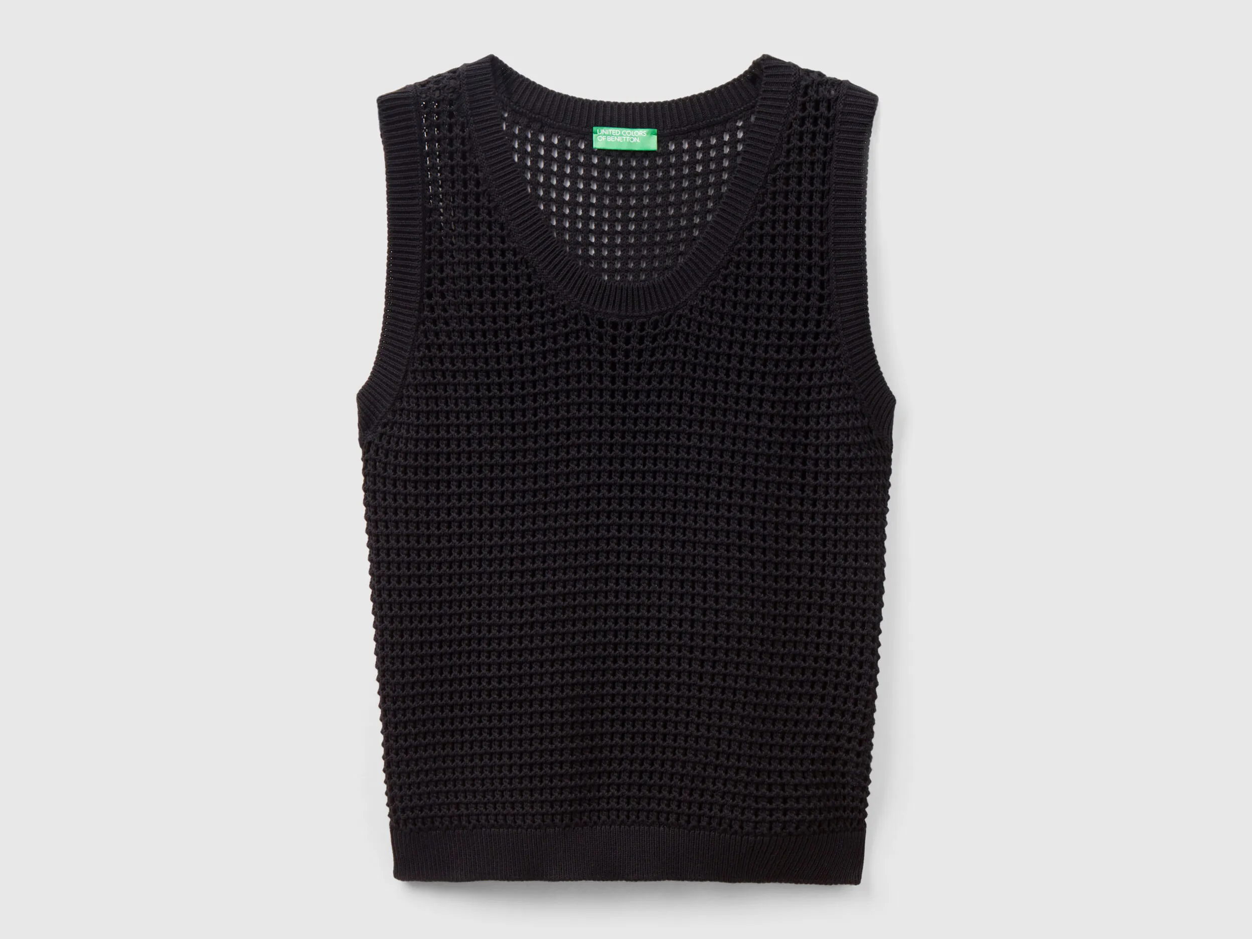 Crochet tank top - Black | Benetton