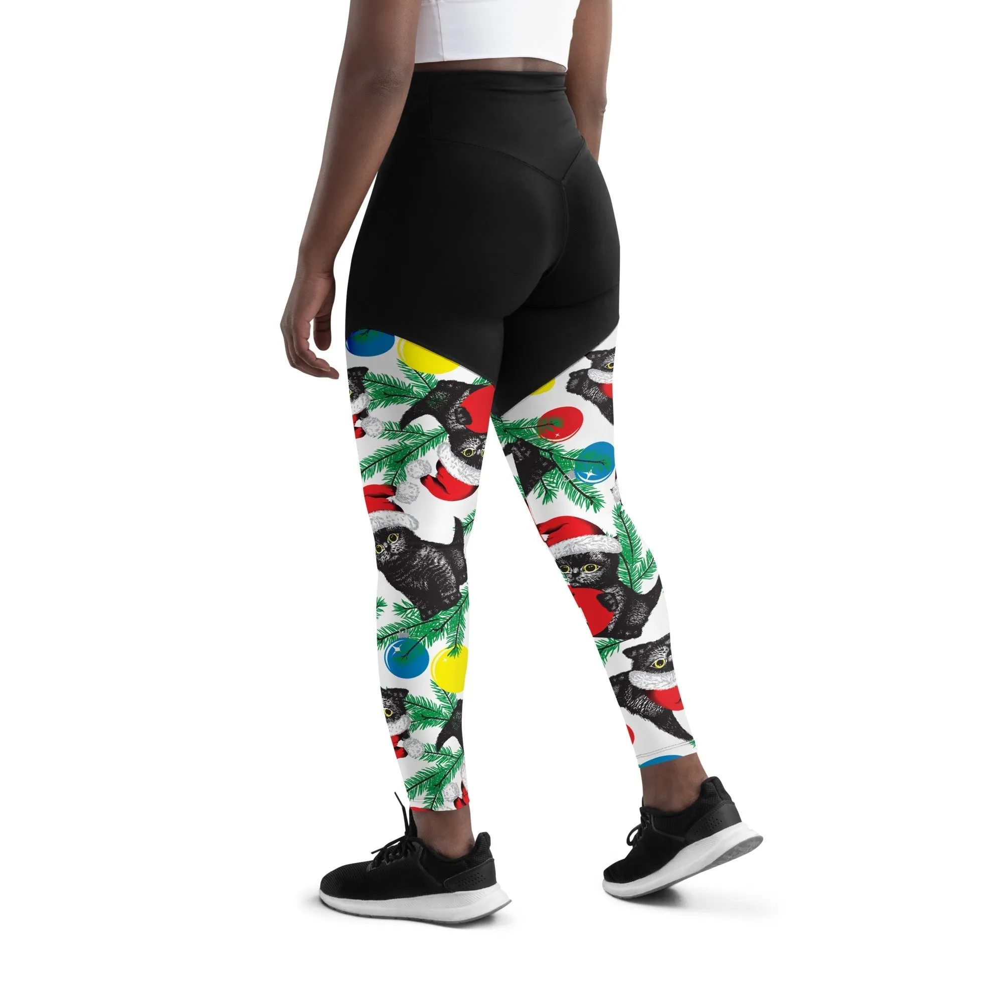 Cute Christmas Cat Compression Leggings