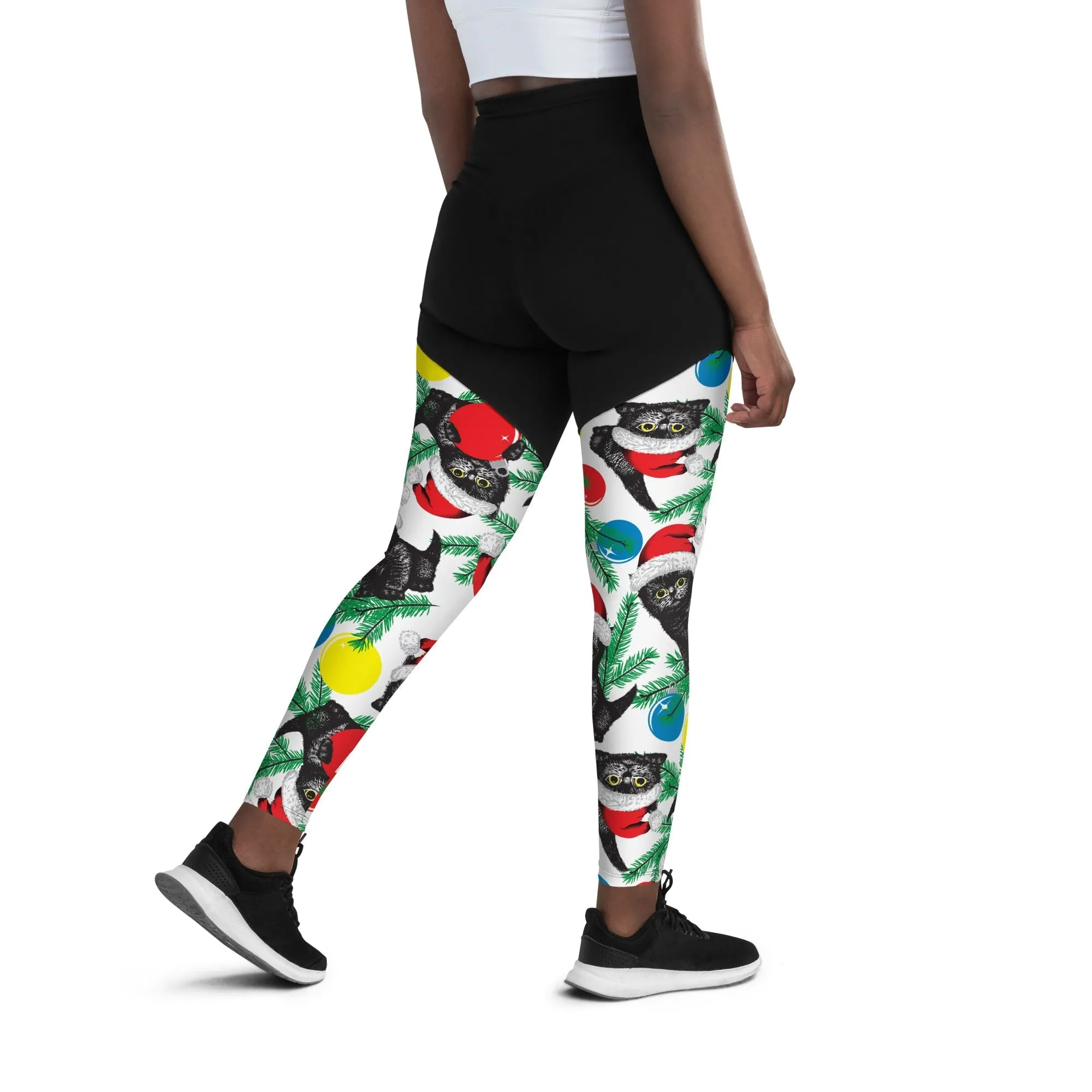 Cute Christmas Cat Compression Leggings