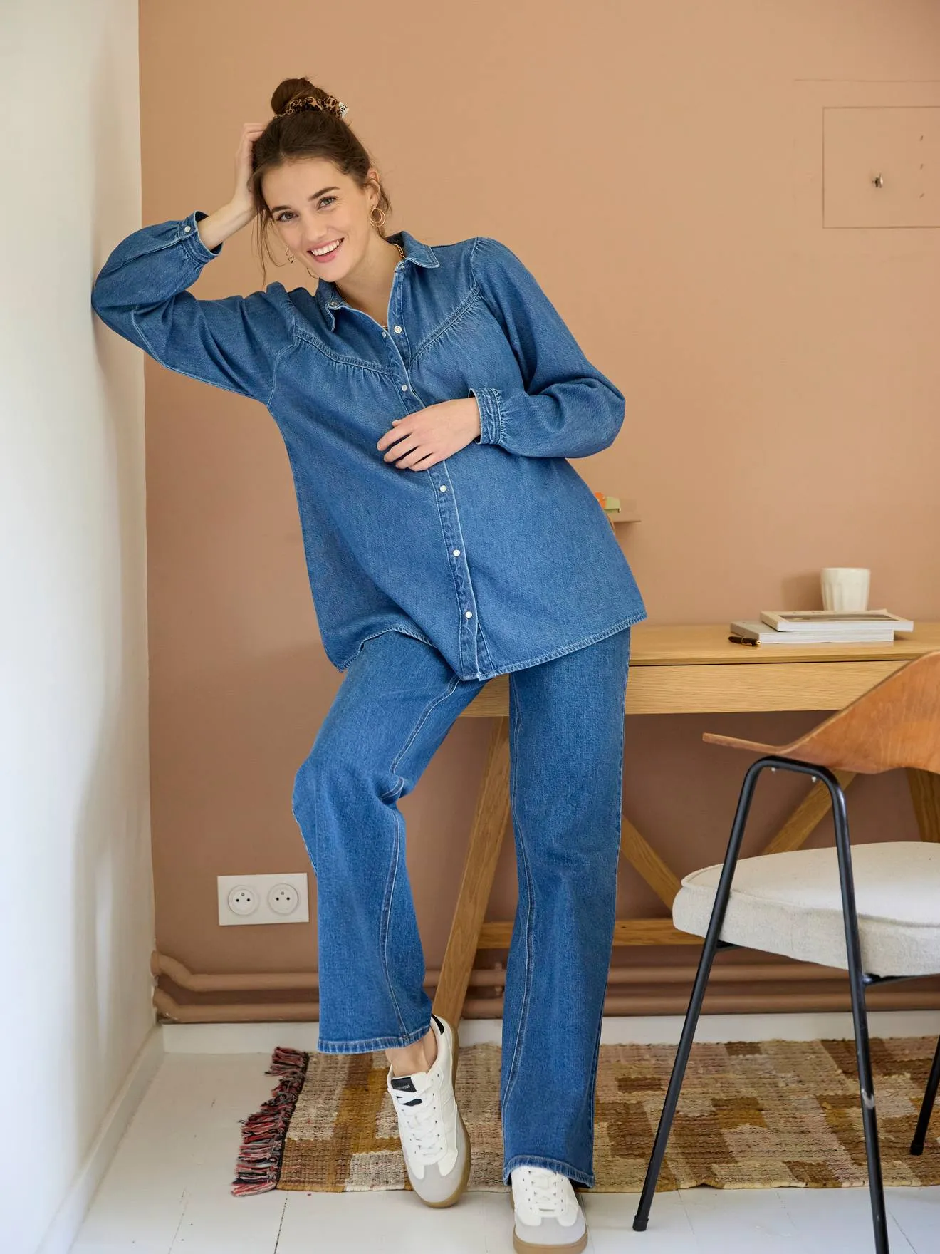 Denim Shirt, Maternity & Nursing Special - stone