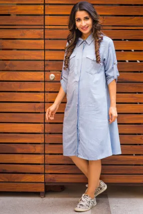 Denim Versatile Maternity & Nursing Shirt Dress