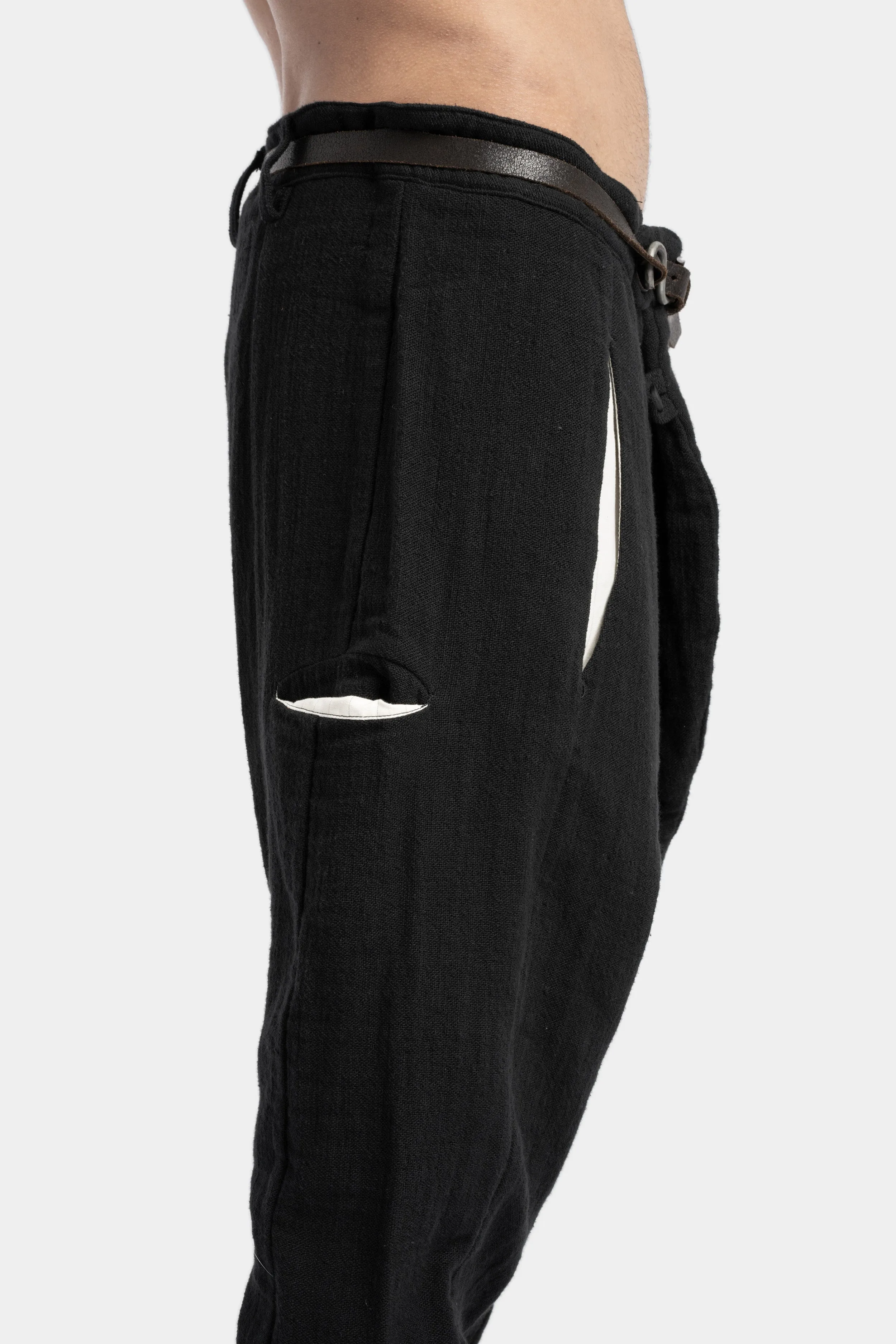 Drop crotch wool blend trousers