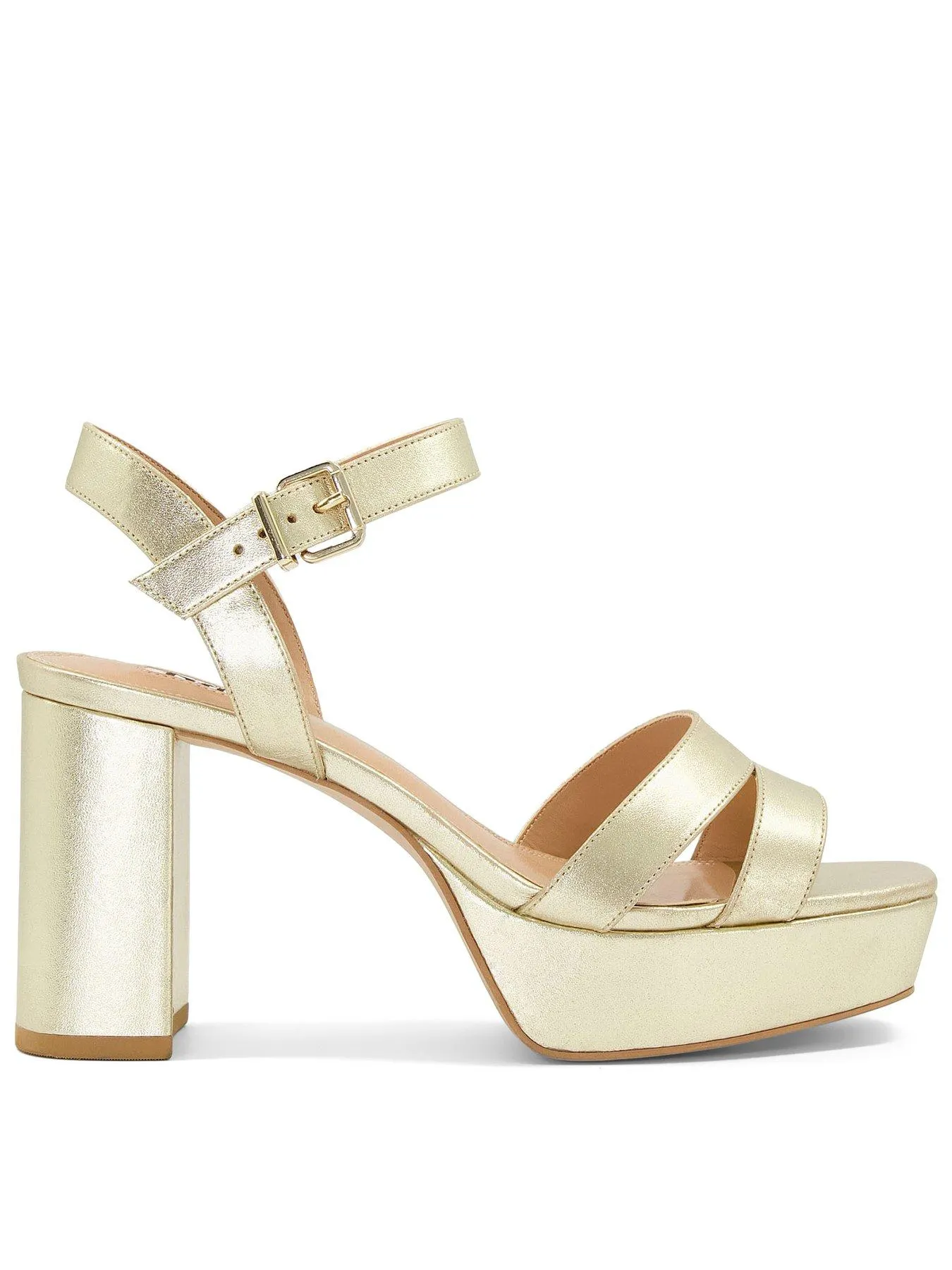 Dune London Molten Leather Mid-platform Sandals - Gold