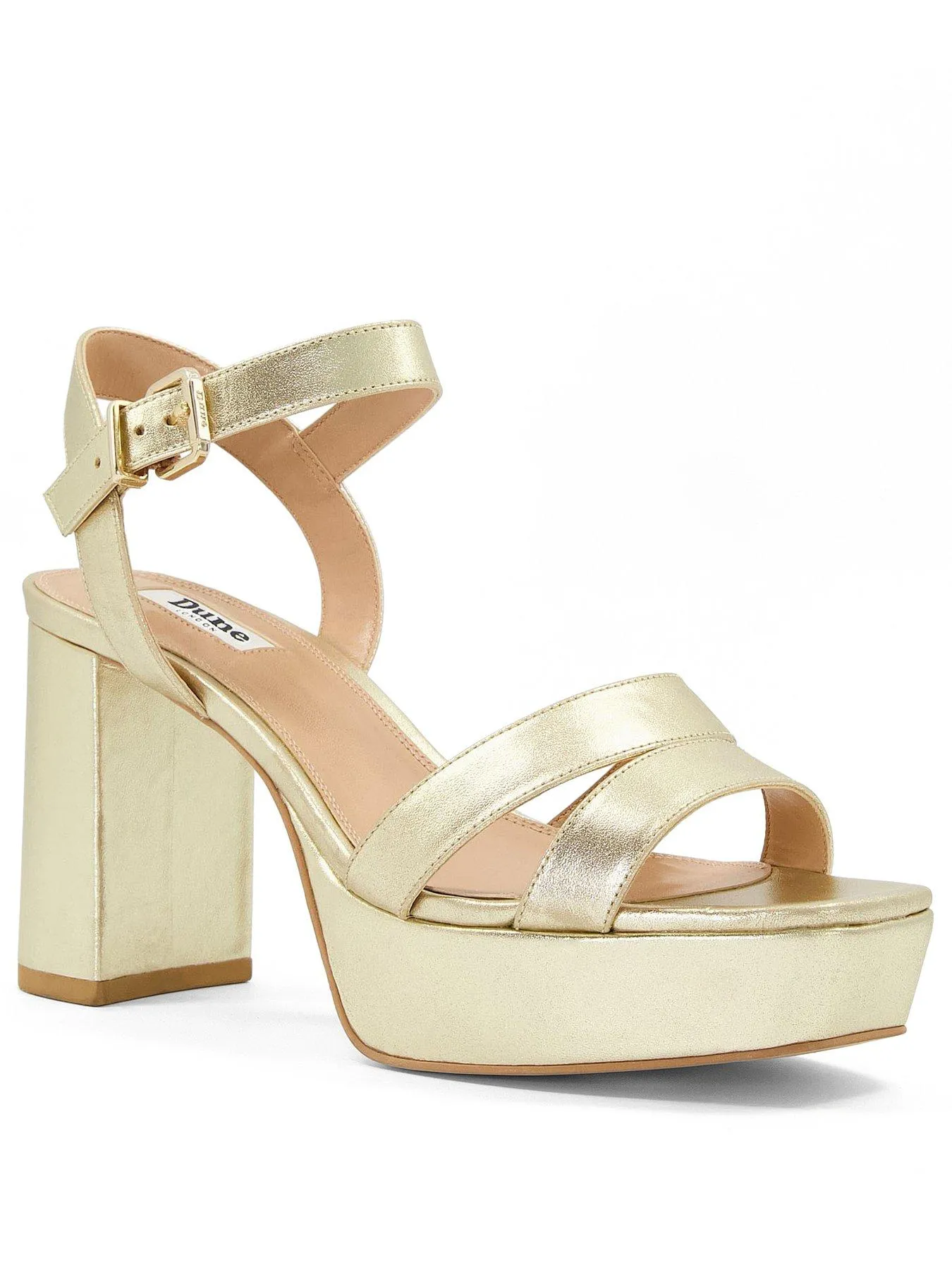 Dune London Molten Leather Mid-platform Sandals - Gold