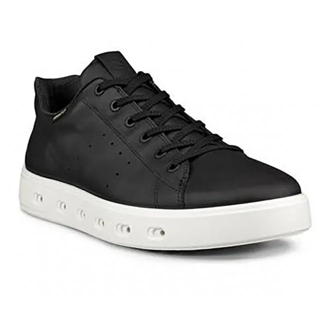 Ecco  Mens Street 720 Black Lace-Up Leather Trainers 520884-01001