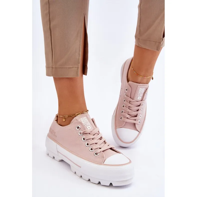 Fabric Platform Sneakers Big Star LL274151 Nude pink