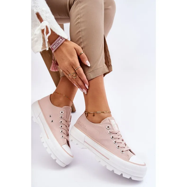 Fabric Platform Sneakers Big Star LL274151 Nude pink