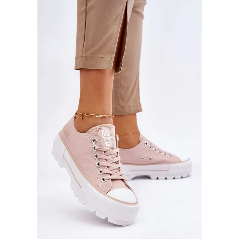 Fabric Platform Sneakers Big Star LL274151 Nude pink