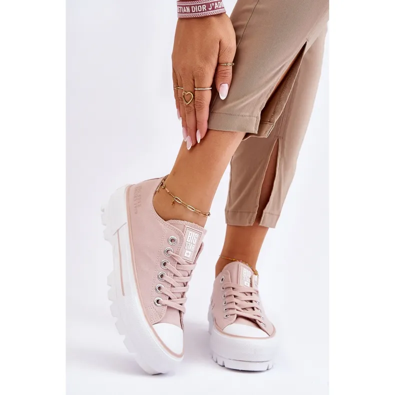 Fabric Platform Sneakers Big Star LL274151 Nude pink