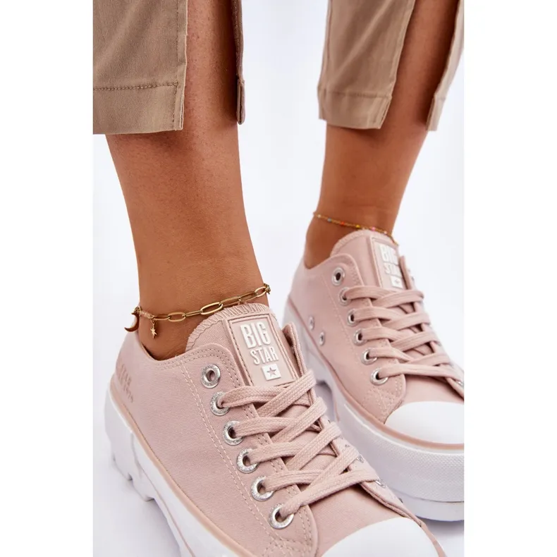 Fabric Platform Sneakers Big Star LL274151 Nude pink