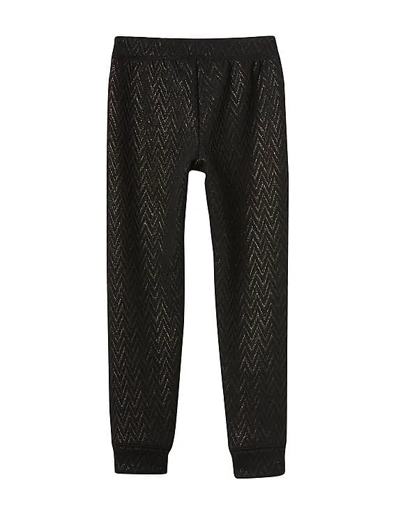 GAP Girls Black Shimmer Zig Zag Joggers