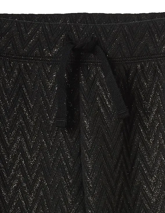 GAP Girls Black Shimmer Zig Zag Joggers