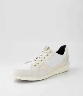 GEOX D Myria B Off White Leather Suede Sneakers