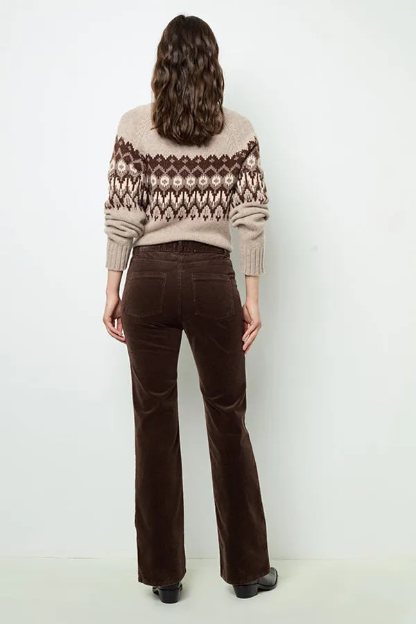 Gerard Darel NAZIA BROWN FLARED CORDUROY TROUSERS