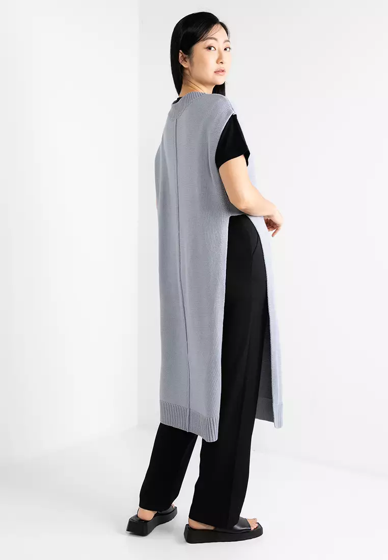 GLOBAL WORK V Neck Long Vest