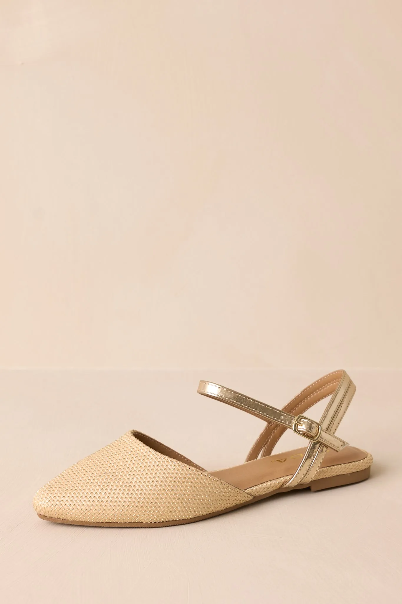 Goddess Glide Beige Ankle Strap Flats