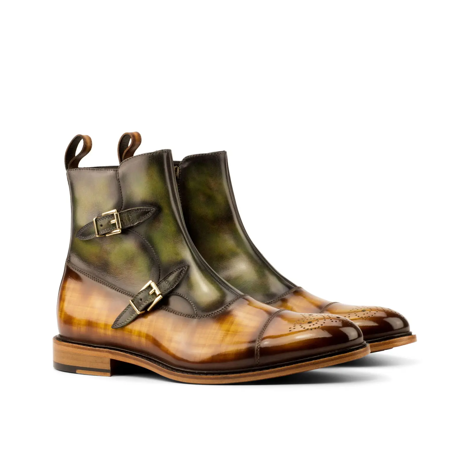 --Hand Made Patina Octavian Buckle Boot-