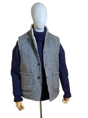 Harris Tweed Houndstooth fleece lined gilet - M/L