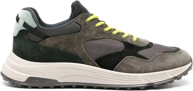 Hogan Hyperlight panelled suede sneakers Green