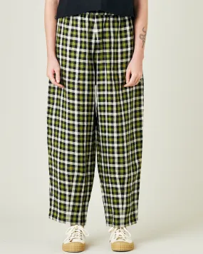 Huxley Olive, Black & Ecru Check Linen Trousers