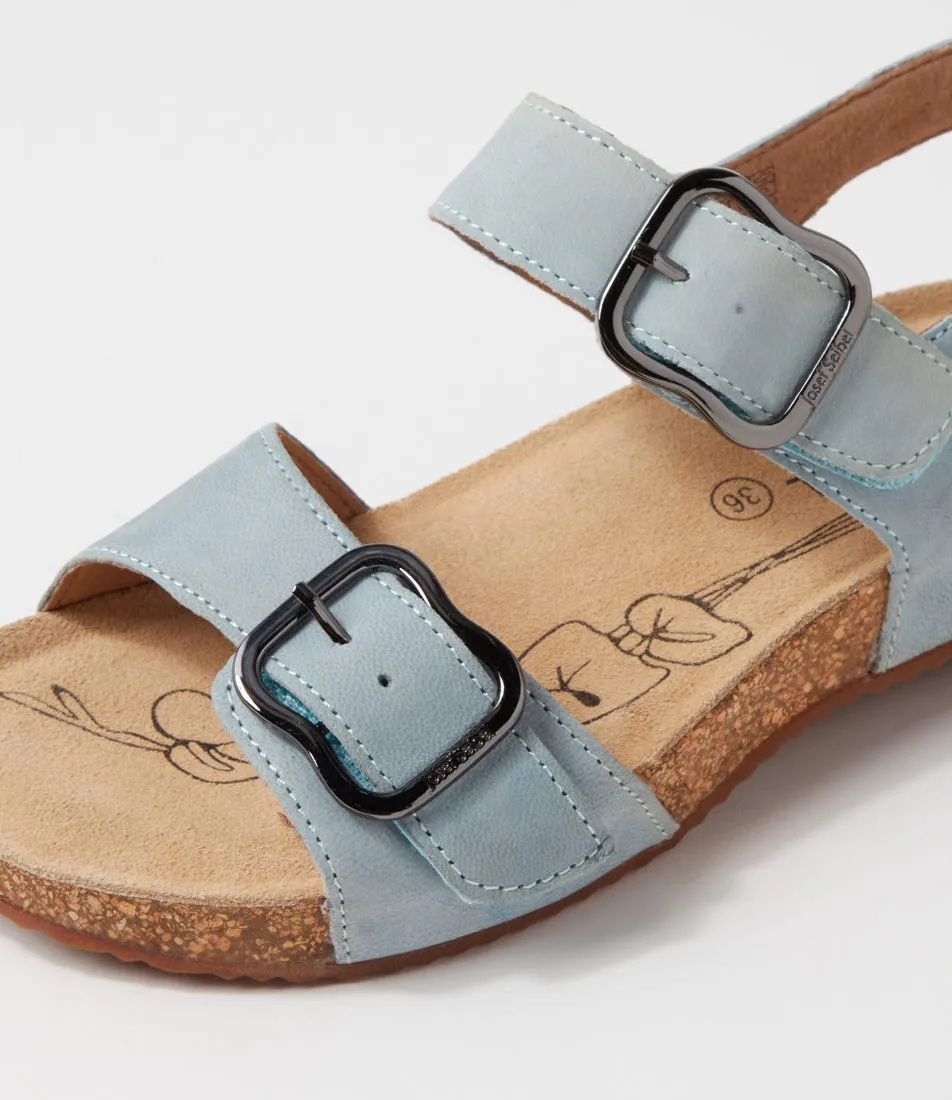 JOSEF SEIBEL Tonga 62 Sky Blue Leather Sandals