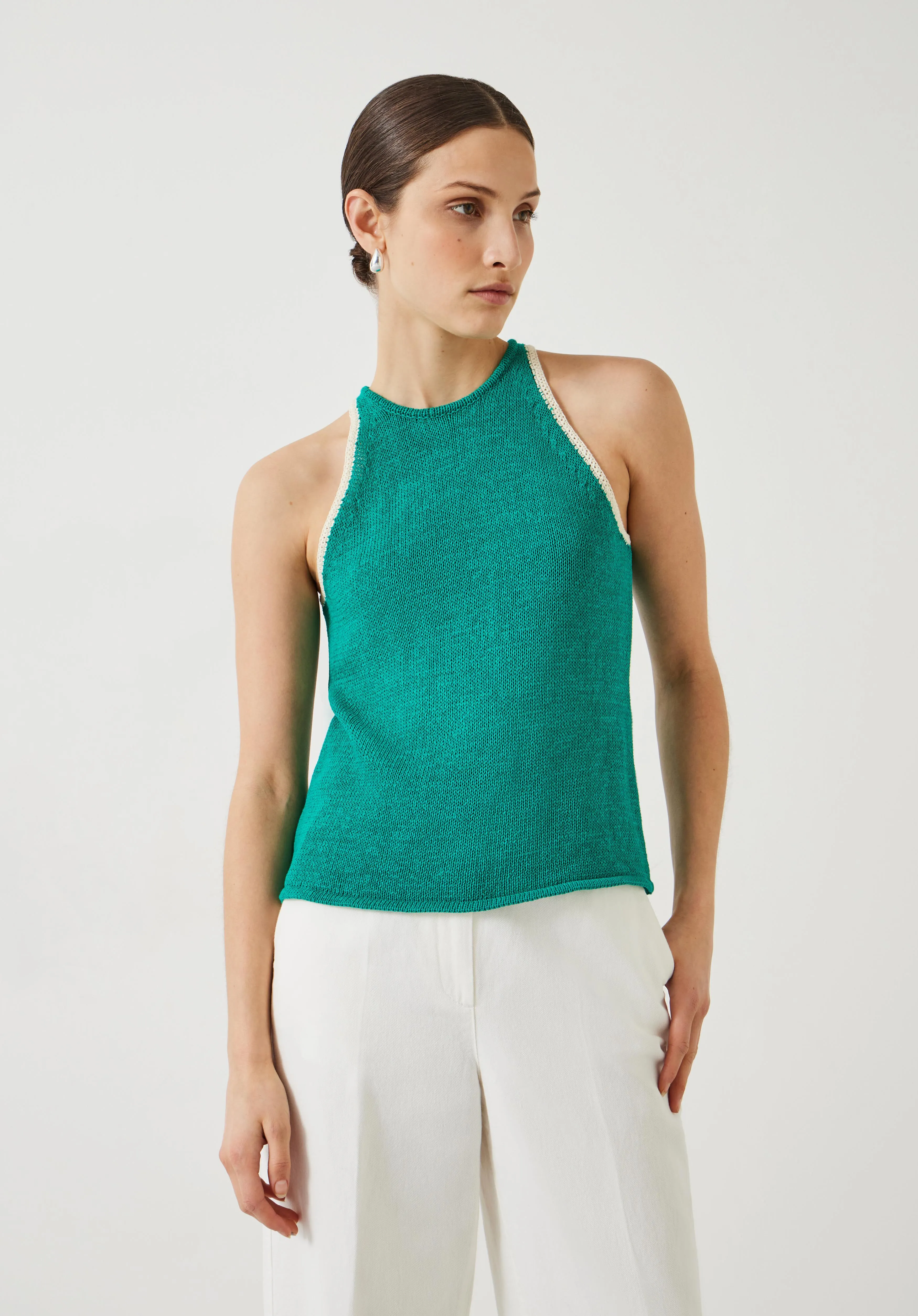 Keekee Contrast Stitch Knitted Vest Top