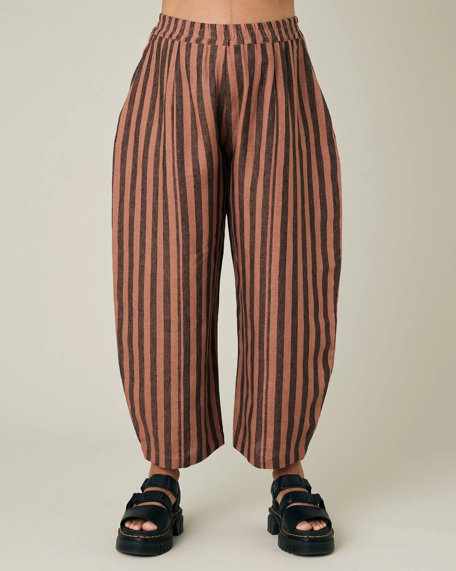 Mabel Biscuit Stripe Linen Trousers