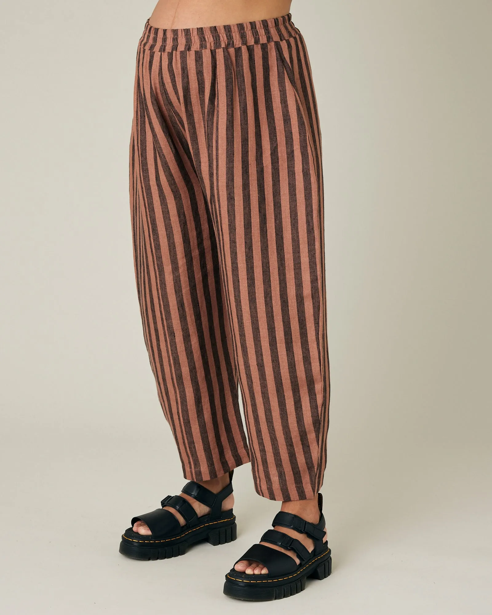 Mabel Biscuit Stripe Linen Trousers