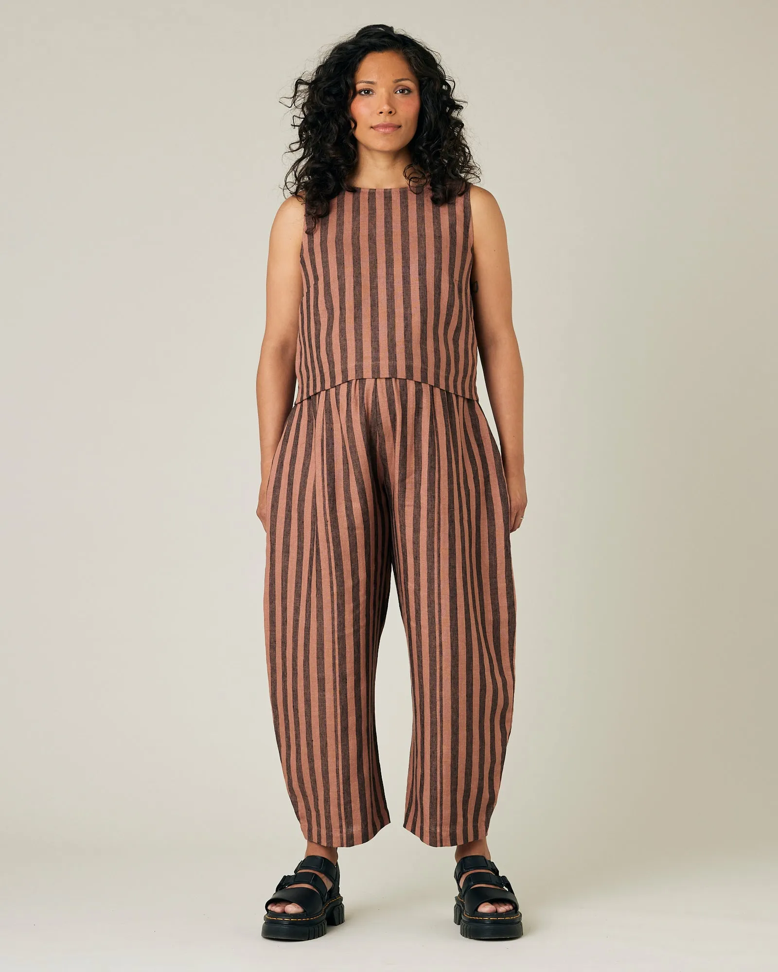 Mabel Biscuit Stripe Linen Trousers