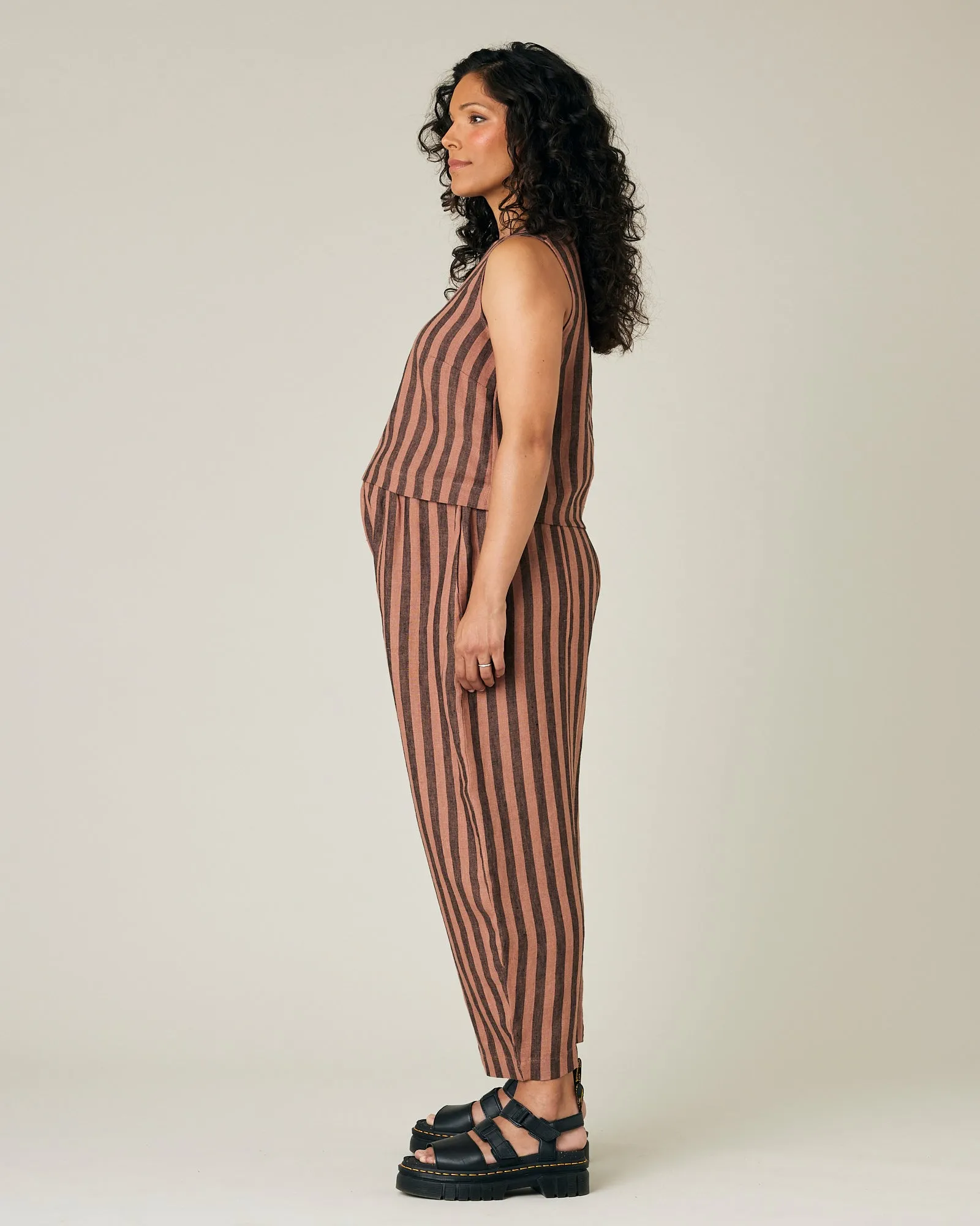 Mabel Biscuit Stripe Linen Trousers